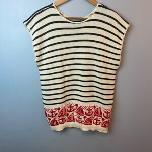 Vintage World Trade Knits Boho Striped Nautical Dolman Chunky Tank Sailorcore